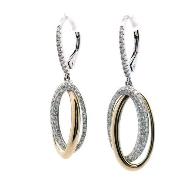 5/8CTW 14K YG/WG Polished and Pave Double Oval Dangle Lever Back Earrings Image 2 The Ring Austin Round Rock, TX