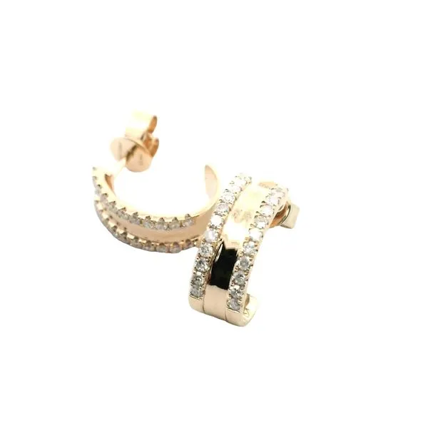 1/3CTW 14K YG Mined High Polish Mined Diamond Double Row Stud Earrings Image 3 The Ring Austin Round Rock, TX