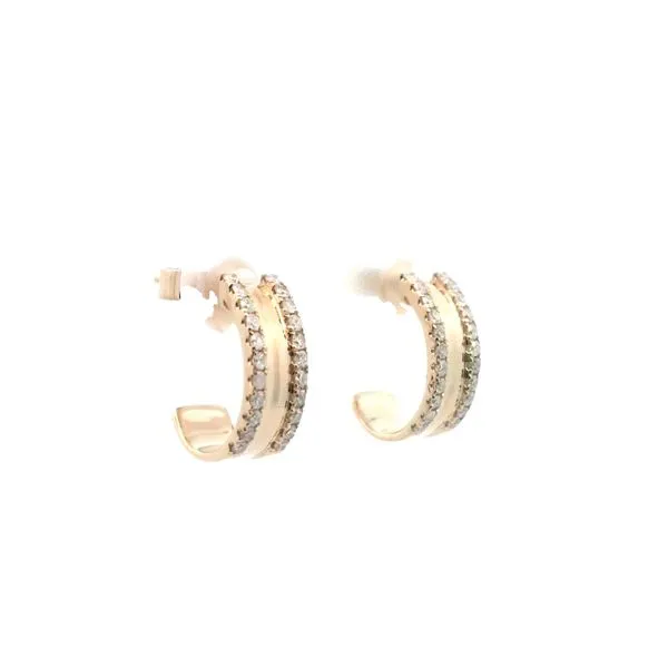 1/3CTW 14K YG Mined High Polish Mined Diamond Double Row Stud Earrings The Ring Austin Round Rock, TX