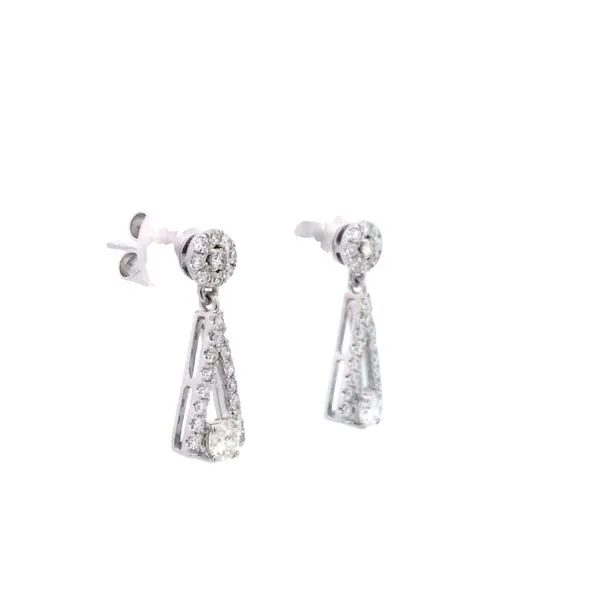 1/2CTW 14K WG Mined Diamond Triangle Prong Set With Round Center Dangle Stud Earrings Image 2 The Ring Austin Round Rock, TX