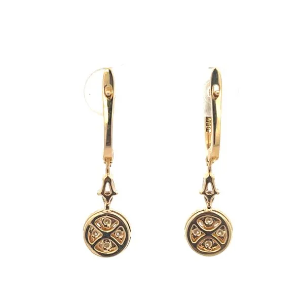 1.00CTW 18K Yellow Gold Natural Diamond Round Halo Cluster With Kite Diamond Dangle Latch Back Earring Image 2 The Ring Austin Round Rock, TX