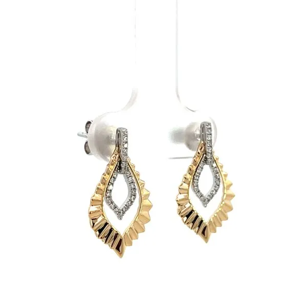 1/10CTW 14K Yellow Gold  Polished Sunburst Teardrop With Natural Diamond Pave Bale Dangle Stud Earring Image 2 The Ring Austin Round Rock, TX