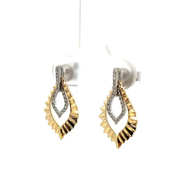 1/10CTW 14K Yellow Gold  Polished Sunburst Teardrop With Natural Diamond Pave Bale Dangle Stud Earring Image 3 The Ring Austin Round Rock, TX