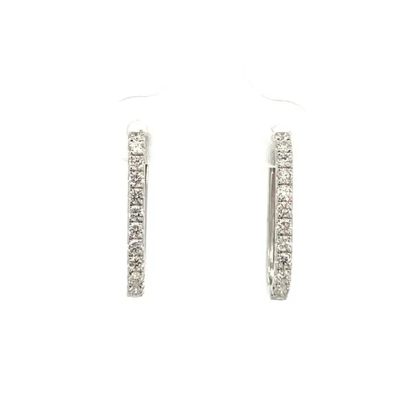 1/2CTW 14K White Gold Natural Diamond Rectangle Hoop Earrings Image 2 The Ring Austin Round Rock, TX