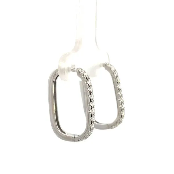 1/2CTW 14K White Gold Natural Diamond Rectangle Hoop Earrings Image 3 The Ring Austin Round Rock, TX