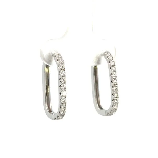 1/2CTW 14K White Gold Natural Diamond Rectangle Hoop Earrings The Ring Austin Round Rock, TX