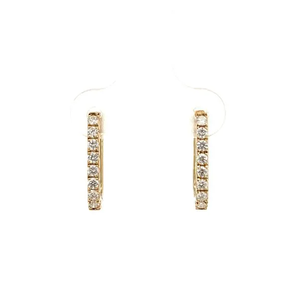 1/3CTW 14K Yellow Gold Natural Round Diamond Rectangle Hoop Earrings Image 2 The Ring Austin Round Rock, TX