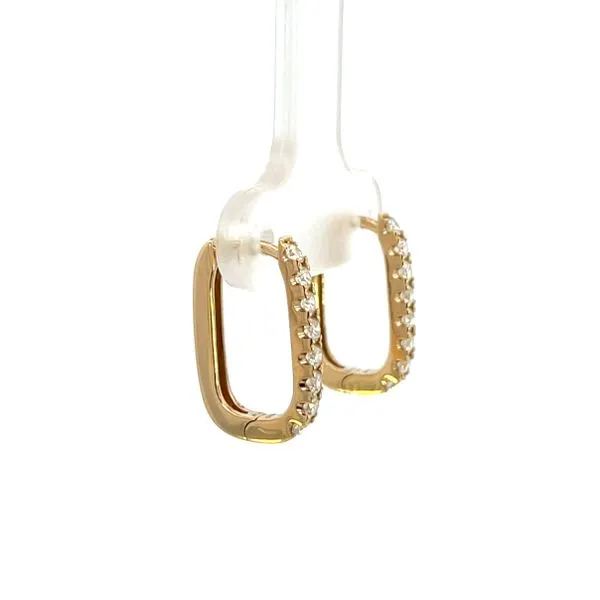 1/3CTW 14K Yellow Gold Natural Round Diamond Rectangle Hoop Earrings Image 3 The Ring Austin Round Rock, TX