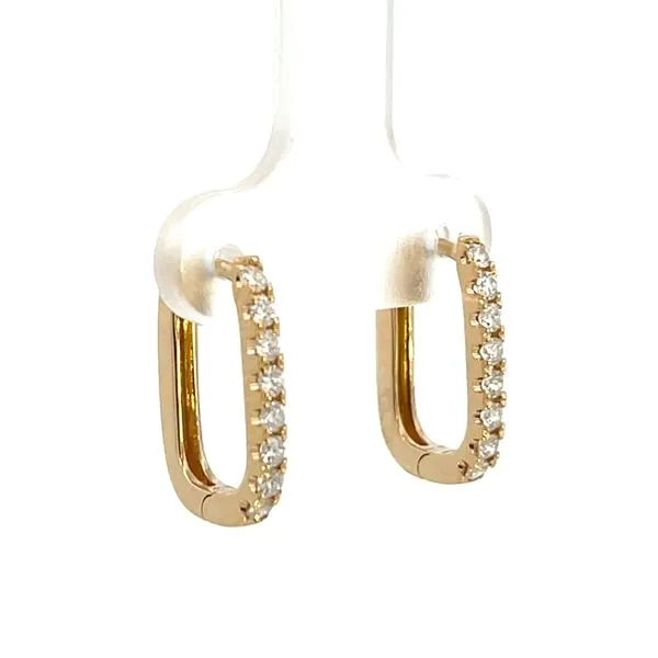 1/3CTW 14K Yellow Gold Natural Round Diamond Rectangle Hoop Earrings The Ring Austin Round Rock, TX
