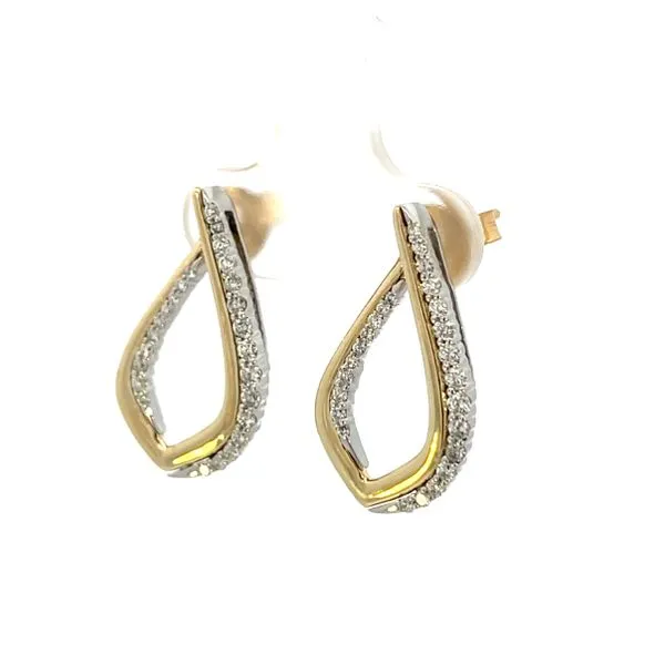 3/8CTW 14K YG /WG Polished Outside and Natural Diamond Accented Petal Stud Earrings Image 3 The Ring Austin Round Rock, TX
