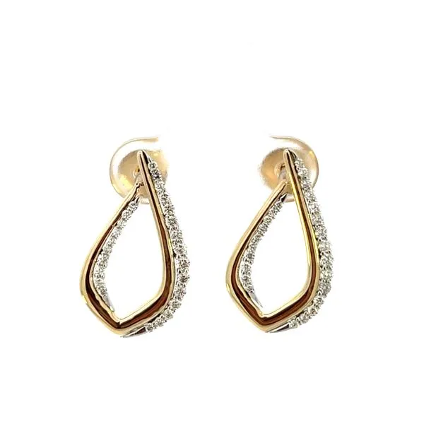 3/8CTW 14K YG /WG Polished Outside and Natural Diamond Accented Petal Stud Earrings The Ring Austin Round Rock, TX