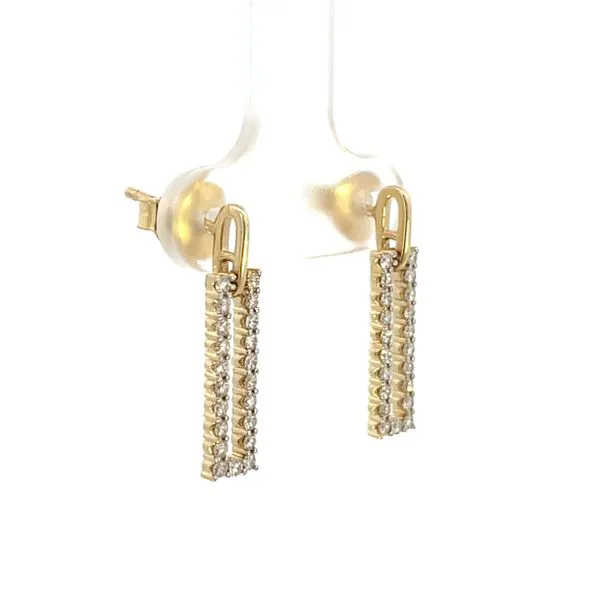 3/8CTW 14K Yellow Gold Polished And Natural Diamond Rectangle Dangle Stud Earrings Image 2 The Ring Austin Round Rock, TX