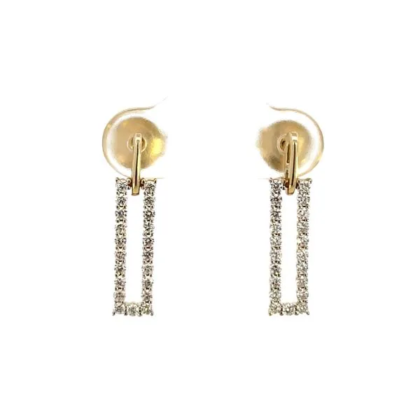 3/8CTW 14K Yellow Gold Polished And Natural Diamond Rectangle Dangle Stud Earrings The Ring Austin Round Rock, TX