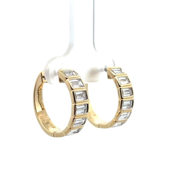 1 3/4CTW 14K YG Natural Baguette Bezel Set East To West Hoop Earrings The Ring Austin Round Rock, TX