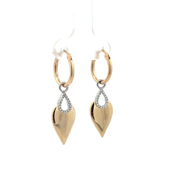 1/10CTW 14K YG Natural Diamond Teardrop And Polished Metal Dangle Hoop Earrings Image 3 The Ring Austin Round Rock, TX