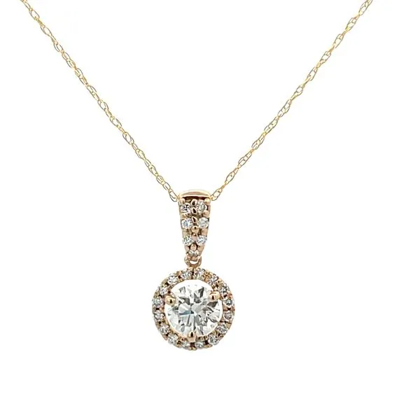 3/4CTW 14K YG Lab Grown Diamond Round Halo Pendant Necklace 18'' The Ring Austin Round Rock, TX