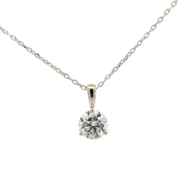 1.00CT 14K WG LG Round Diamond 3 Prong Basket Pendant Necklace Image 2 The Ring Austin Round Rock, TX