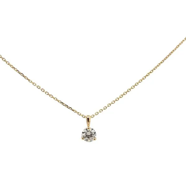 1/2CT 14K YG Lab Grown Round Diamond 3 Prong Pendant Necklace The Ring Austin Round Rock, TX
