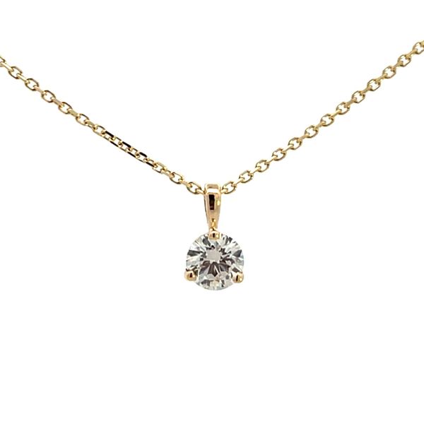 3/4CT 14K YG Lab Grown Round Diamond 3 Prong Single Bale Pendant Necklace The Ring Austin Round Rock, TX