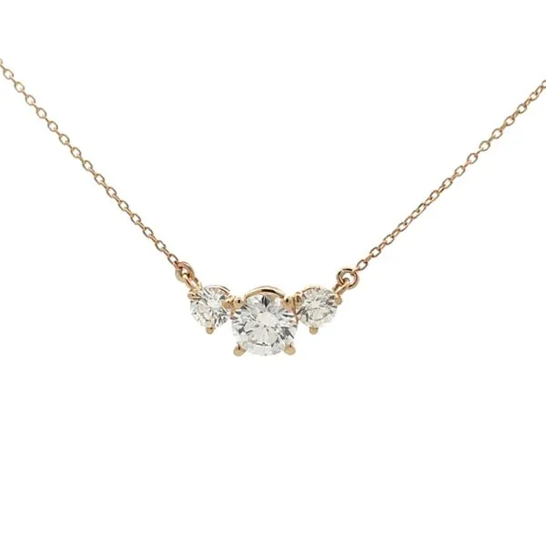 1 1/2CTW 14K YG Lab Grown Round Diamond 3 Stone Basket Stationary Pendant Necklace On a 1.00mm Diamond Cut Cable chain 18'' The Ring Austin Round Rock, TX