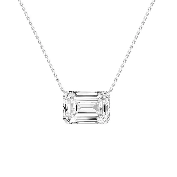 2.00CTW 14K WG LG Emerald Cut Bare Set Stationary Pendant Necklace The Ring Austin Round Rock, TX