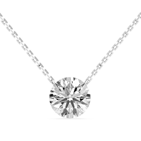 1.00CTW 14K WG LG Round Bare Set Stationary Pendant Necklace The Ring Austin Round Rock, TX