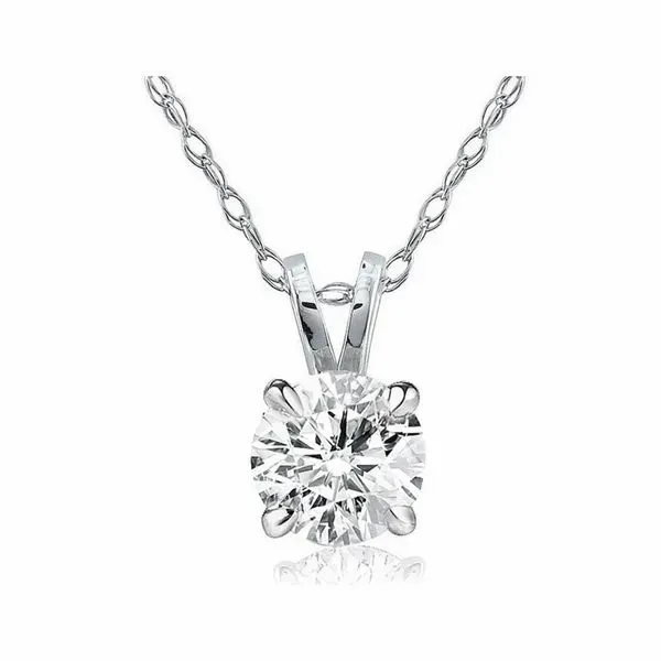 14K WG 3/4 ctw Round solitaire pendant I1 J/K The Ring Austin Round Rock, TX