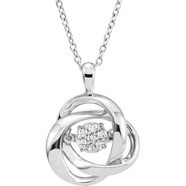 Sterling Silver 1/10ct Dancing Diamond Love Knot Pendant with 18