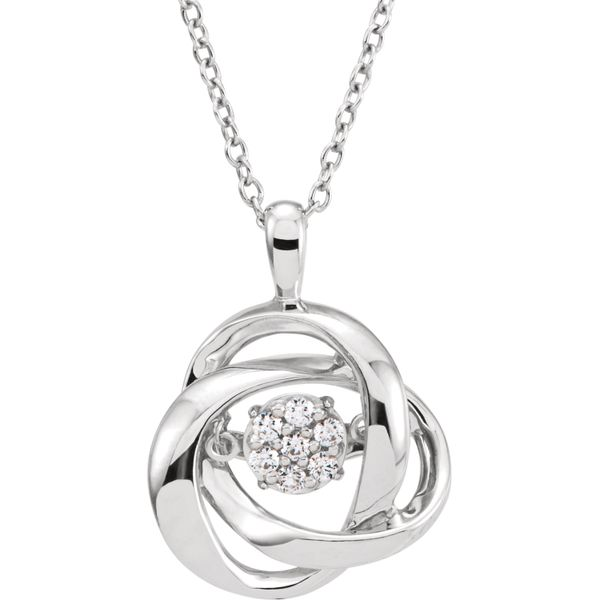 Sterling Silver 1/10ct Dancing Diamond Love Knot Pendant with 18