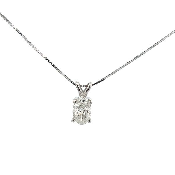 3/4CTW 14K WG Mined Diamond I-J,SI Oval Basket Pendent With Rabbit Ear Bale 18'' The Ring Austin Round Rock, TX