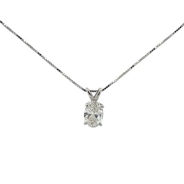 7/8CTW 14K WG Mined Diamond I-J,SI Oval Basket Pendent Necklace The Ring Austin Round Rock, TX