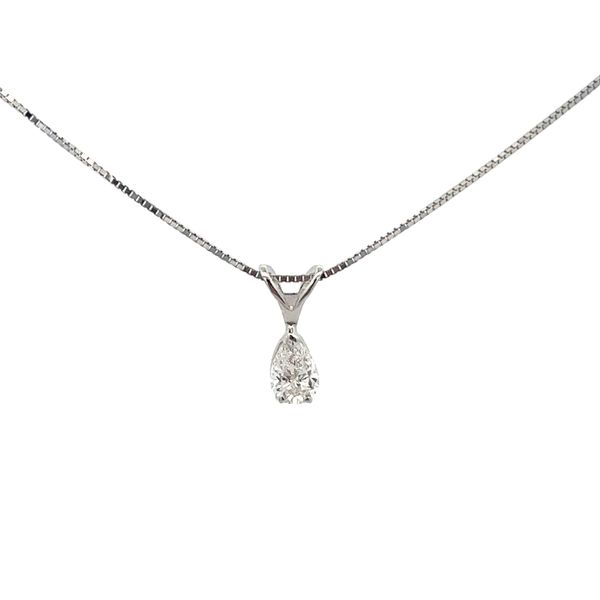 1/3CTW 14K WG Mined Diamond I-J,SI Pear Basket Pendent With Rabbit Ear Bale Necklace The Ring Austin Round Rock, TX