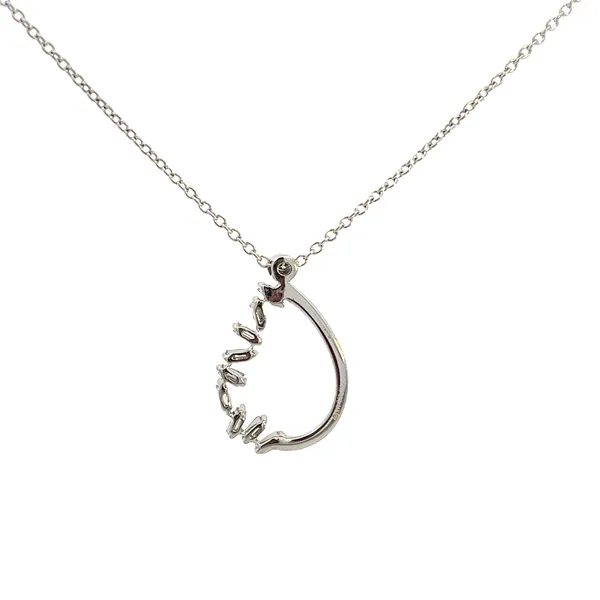 1/3CTW 14K WG Mined Diamond Pear Halo With Half Round and Half Baguette Pendant Necklace With lobster Clasp Image 4 The Ring Austin Round Rock, TX