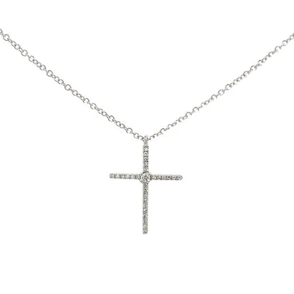 1/10CTW 14K WG Mined Diamond Cross Pendant Necklace The Ring Austin Round Rock, TX