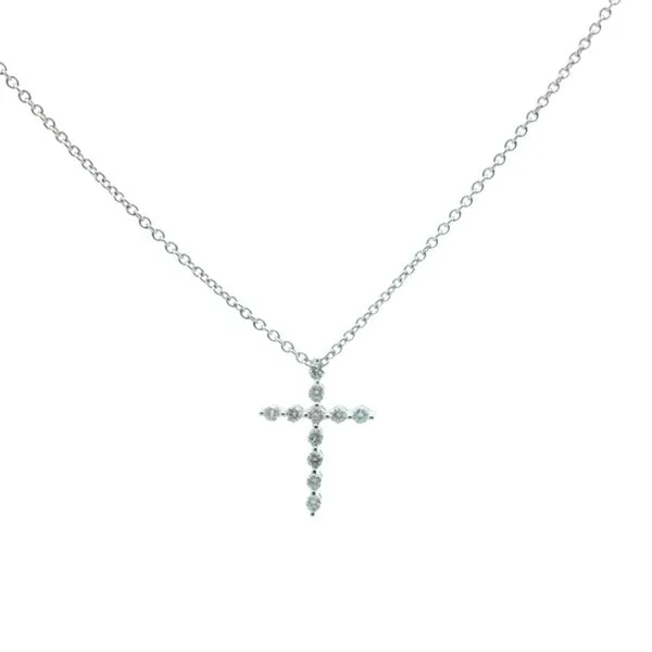 1/8CTW 14K WG Round Mined Diamond Cross Pendant Necklace With lobster clasp Image 2 The Ring Austin Round Rock, TX
