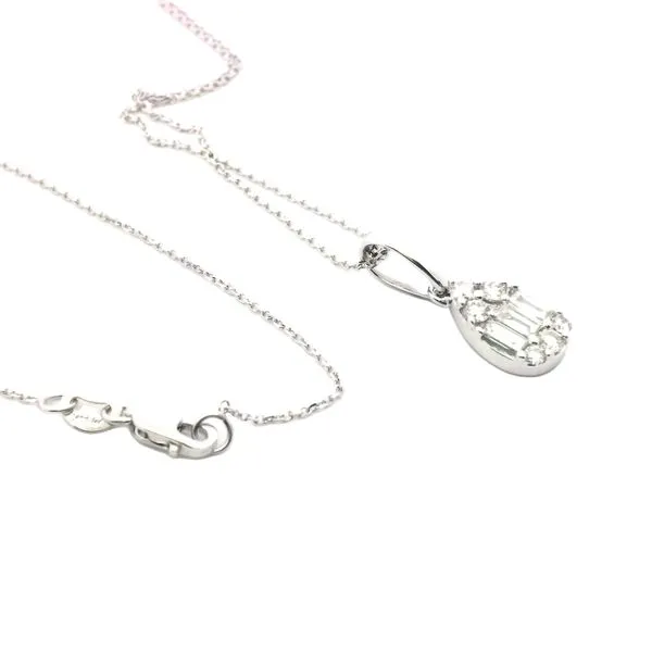 1/3CTW 14K WG Mined Diamond Baguette And Round Pave Pear Pendant Necklace 18'' Image 2 The Ring Austin Round Rock, TX
