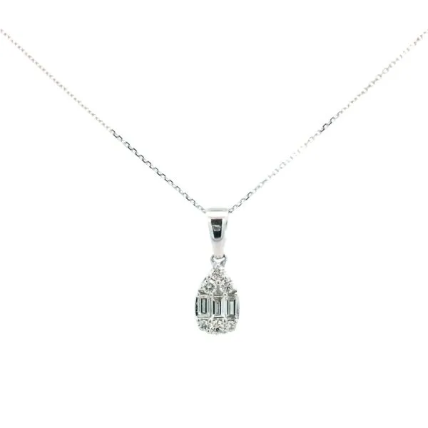 1/3CTW 14K WG Mined Diamond Baguette And Round Pave Pear Pendant Necklace 18'' Image 4 The Ring Austin Round Rock, TX