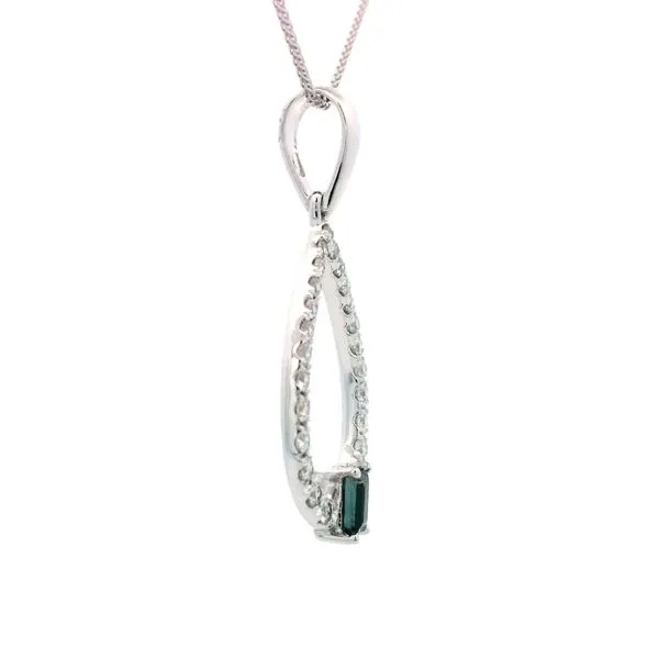 5/8CTW 14K WG Emerald Sapphire And Mined Diamond Pear Shaped Halo Pendant Necklace18'' Image 4 The Ring Austin Round Rock, TX