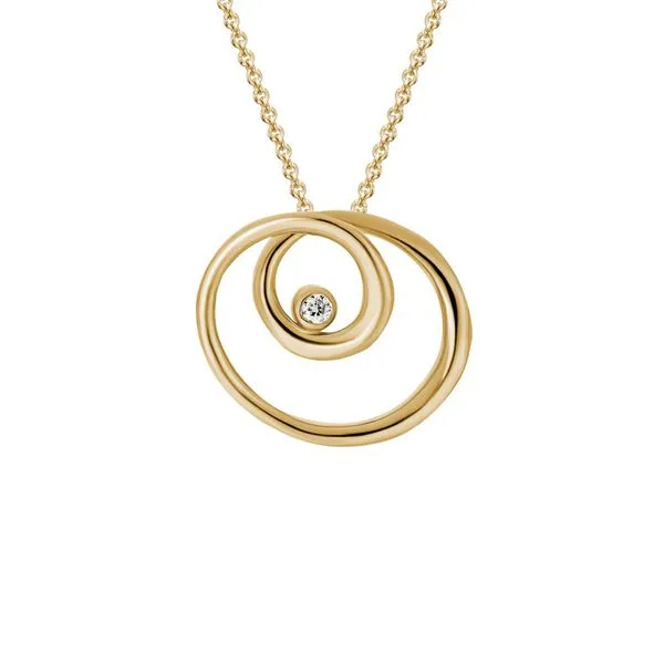 1/20CTW 14K YG RD Bezel Set Swirl Pendant Necklace The Ring Austin Round Rock, TX