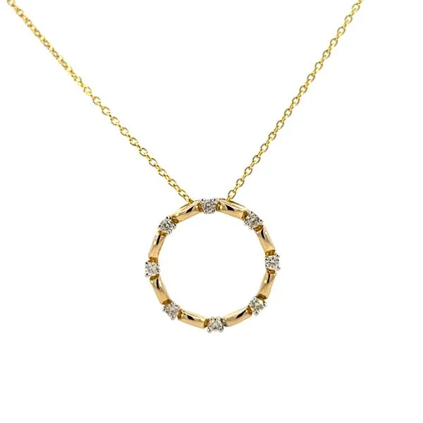 1/5CTW 14K YG RD Diamond Prong Set With Polished Links In-between Pendant Necklace The Ring Austin Round Rock, TX