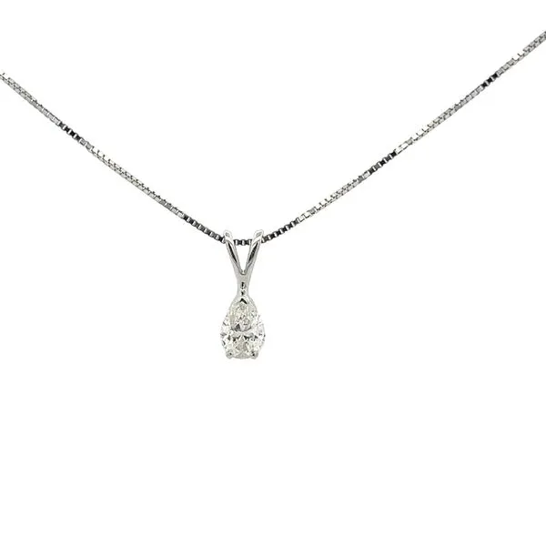 1/4CTW 14K WG Mined Diamond I-J,SI Pear Basket Pendent With Rabbit Ear Bale 18'' The Ring Austin Round Rock, TX