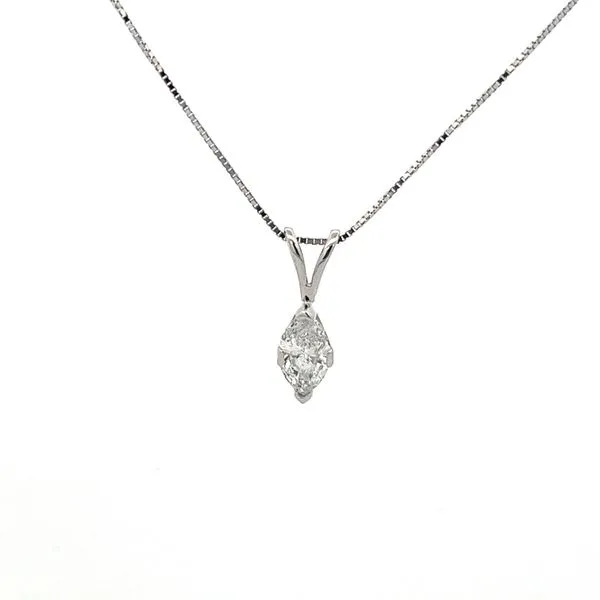 1/5CTW 14K WG Mined Diamond I-J,SI Marquise Basket Pendent With Rabbit Ear Bale 18'' The Ring Austin Round Rock, TX