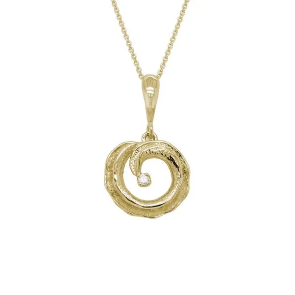 1/20CTW 14K YG Open Swirl Matte Finish Diamond Pendant Necklace The Ring Austin Round Rock, TX