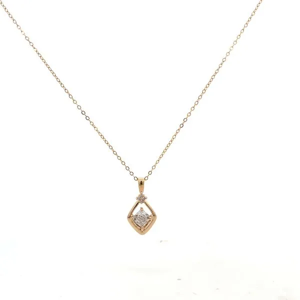 1.00CTW 14K YG Diamond Pendant Necklace Set with 0.92CT Lab Grown Cushion H,SI1 17'' Image 2 The Ring Austin Round Rock, TX