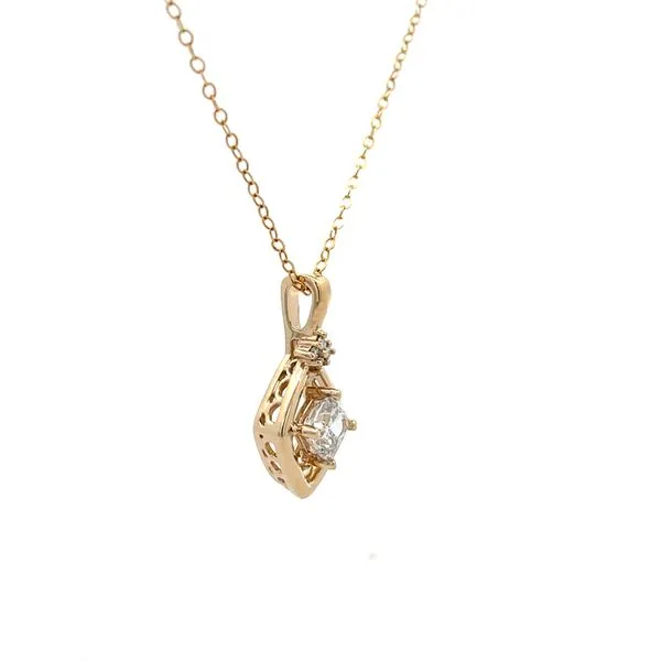 1.00CTW 14K YG Diamond Pendant Necklace Set with 0.92CT Lab Grown Cushion H,SI1 17'' Image 3 The Ring Austin Round Rock, TX