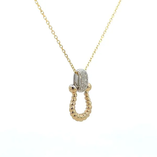 1/20CTW 14K YG/WG Natural Diamond Pave Bale With Polished Twisted Horseshoe Pendant Necklace Image 2 The Ring Austin Round Rock, TX