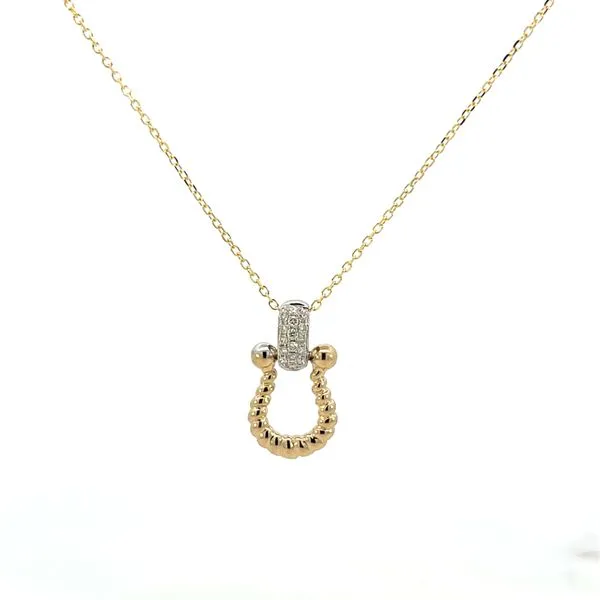1/20CTW 14K YG/WG Natural Diamond Pave Bale With Polished Twisted Horseshoe Pendant Necklace Image 3 The Ring Austin Round Rock, TX