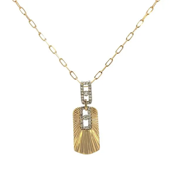 1/5CTW 14K YG/WG Natural Diamond Pave Rectangle With Polished Star burst Geometric Pendant Necklace Image 3 The Ring Austin Round Rock, TX