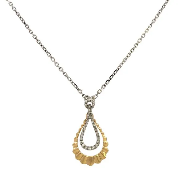 1/8CTW 14K WG/YG Natural Diamond Pave Teardrop Inside Star burst Polished Geometric Pendant Necklace Image 2 The Ring Austin Round Rock, TX