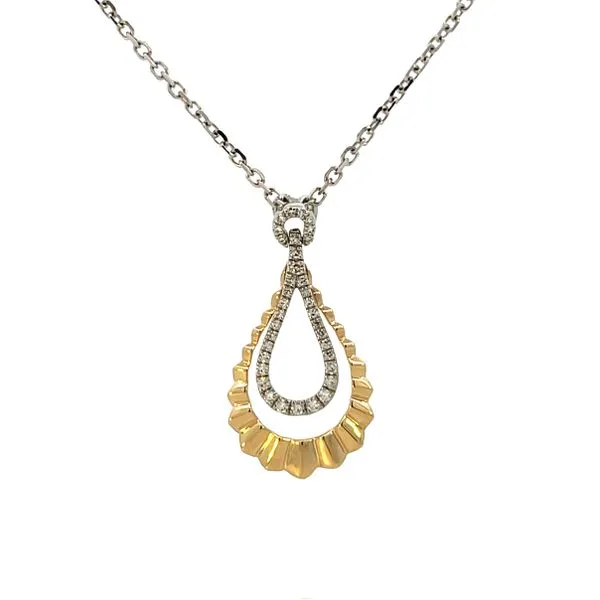 1/8CTW 14K WG/YG Natural Diamond Pave Teardrop Inside Star burst Polished Geometric Pendant Necklace The Ring Austin Round Rock, TX
